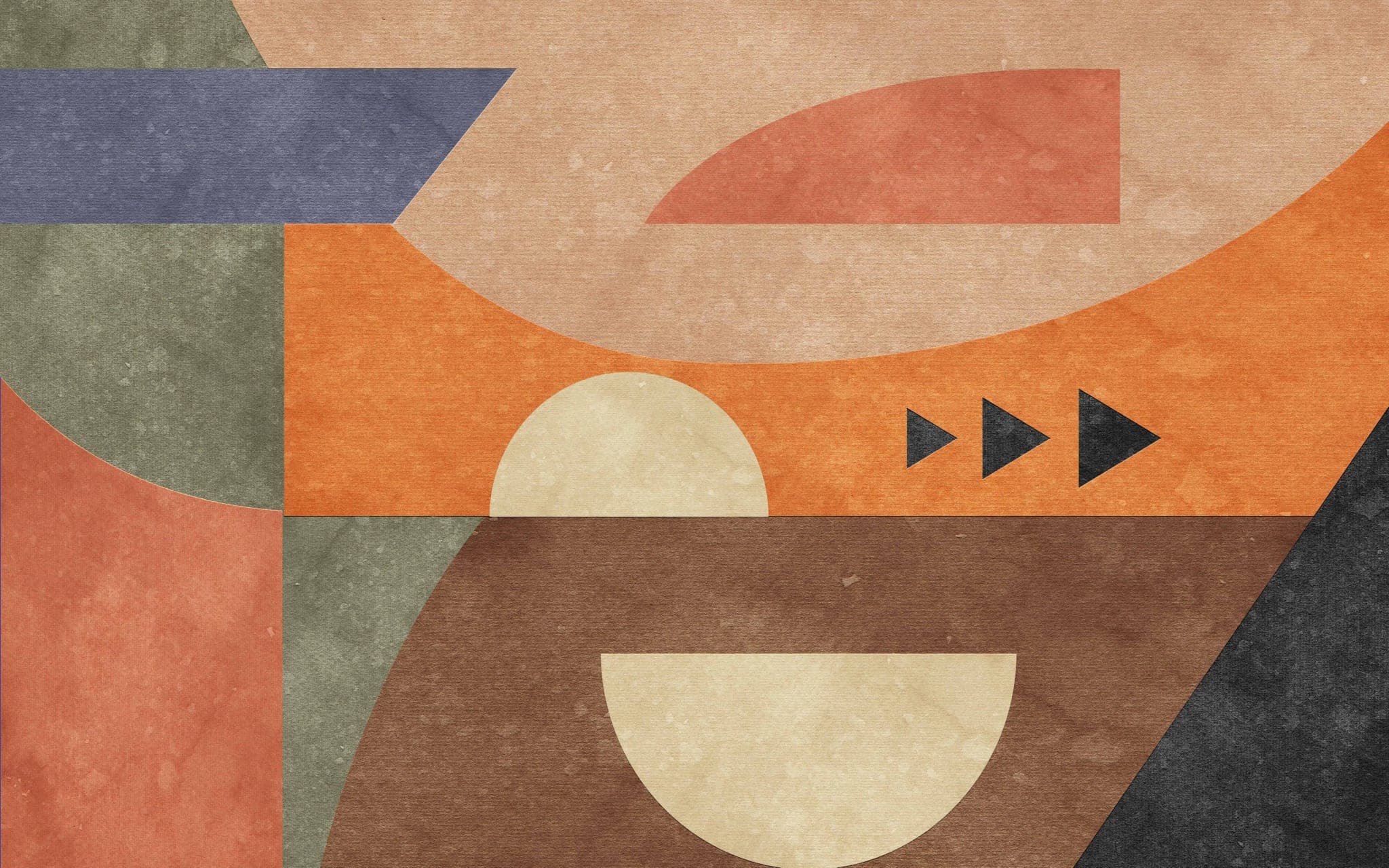 Abstract Geometrisch Behang in Aardse Retro Tinten