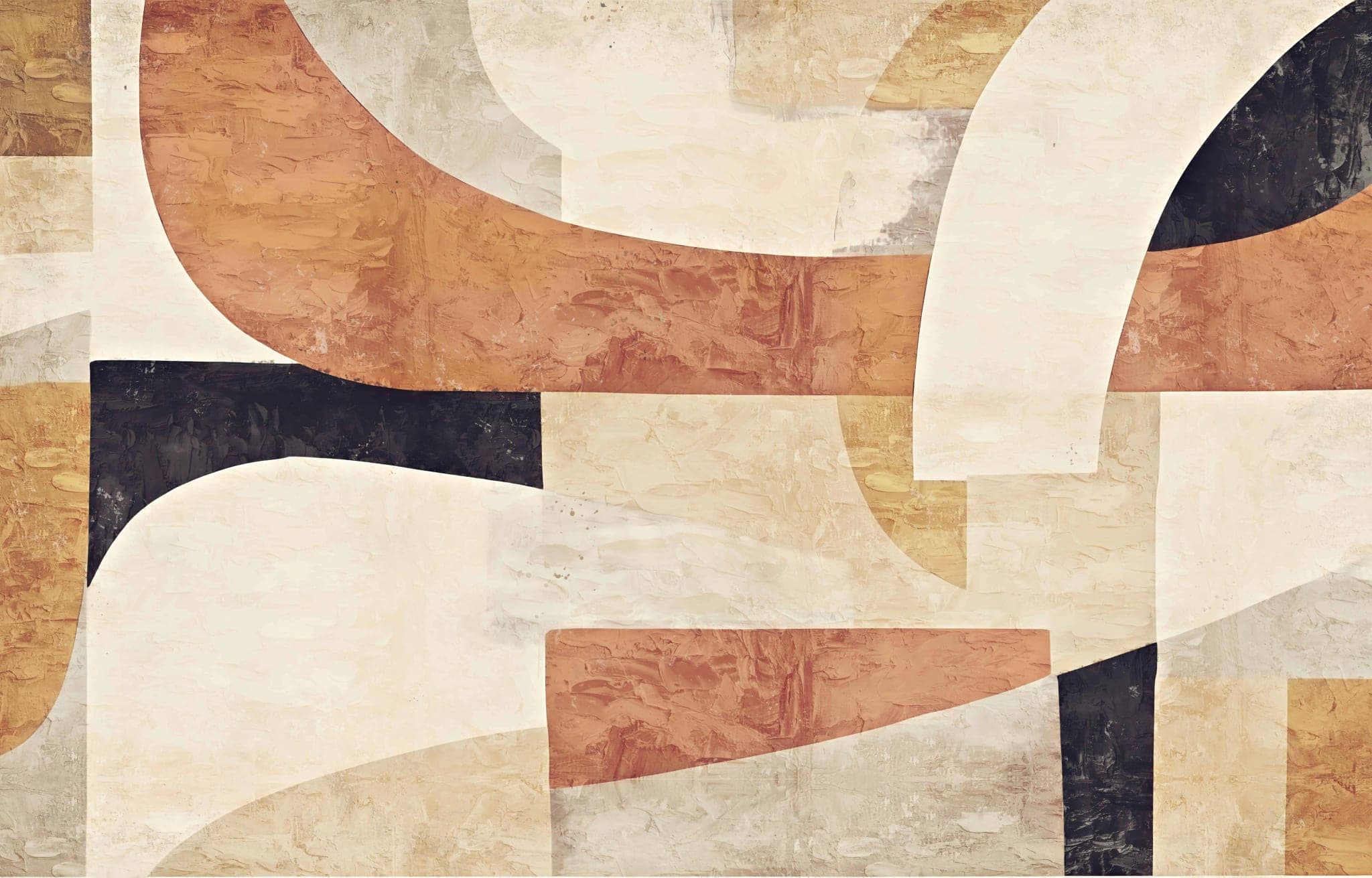 Abstract Terracotta Behang met Gelaagde Structuur