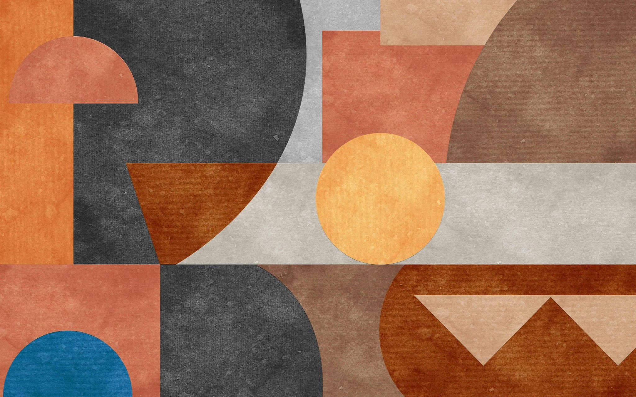Retro Geometrisch Behang in Aardse Kleuren