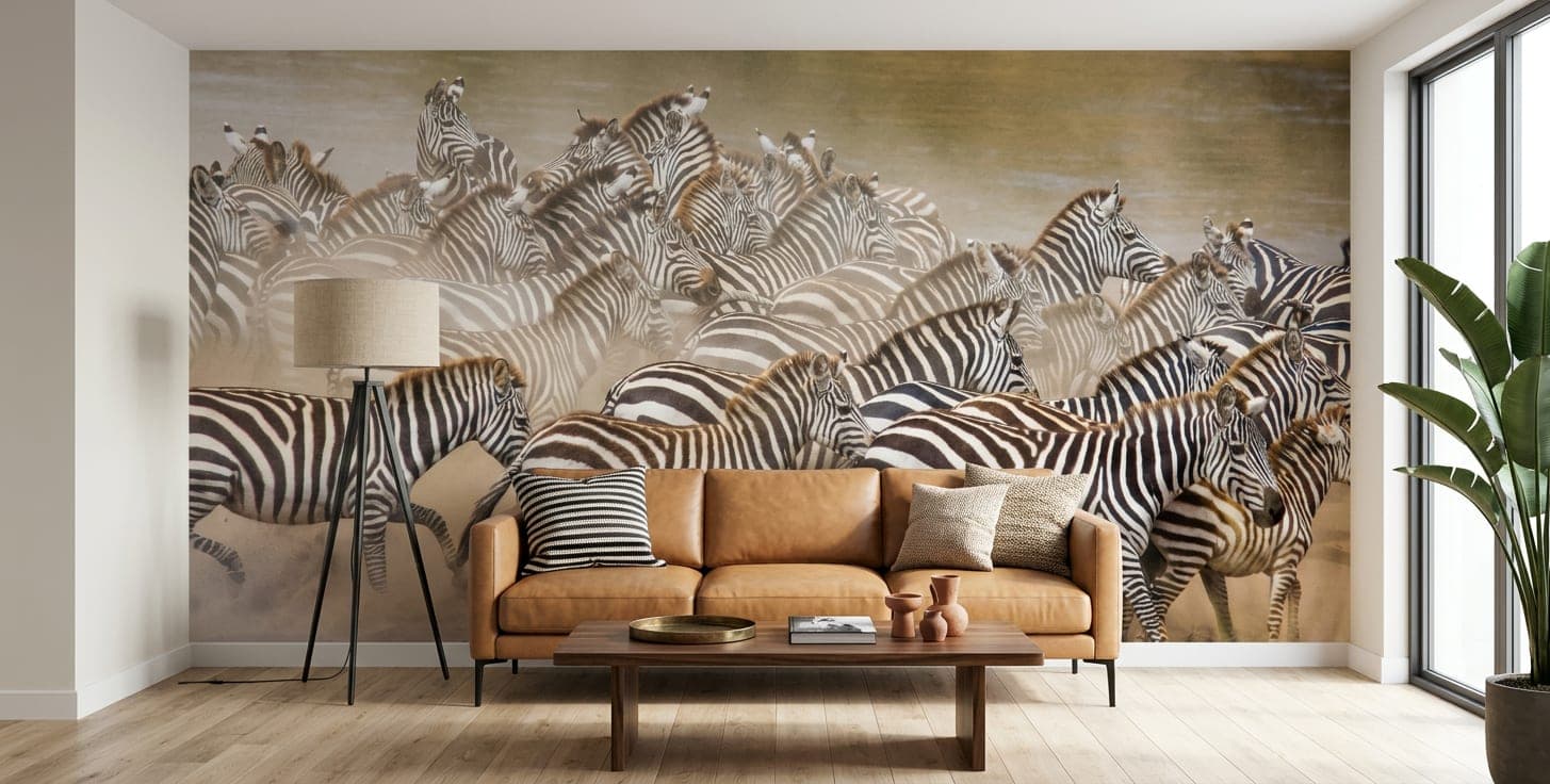 dieren behang zebra safari woonkamer cognac modern natuurlook