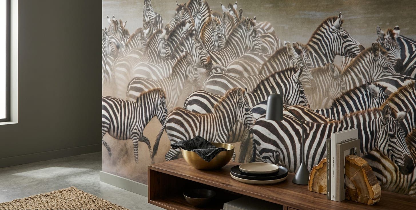 dieren behang zebra safari closeup product beige bruin tinten