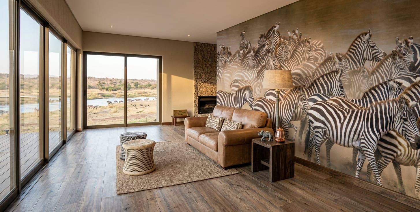Safari Zebra Fotobehang met Aardse Stoffige Tinten