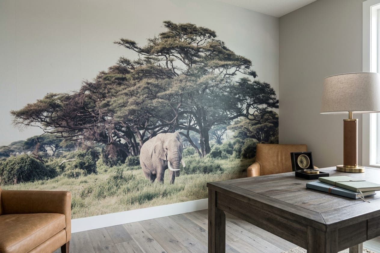 savanne behang productfoto detail grijs-groen beige tinten