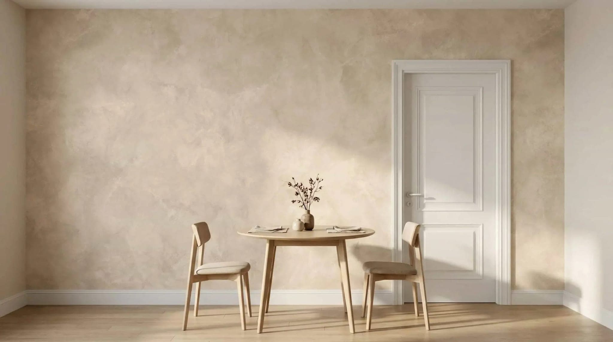 naadloos beige betonlook zachte kalkstructuur behang op maat
