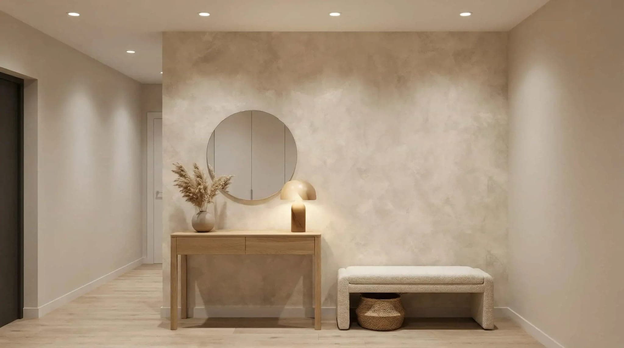 beige betonlook zachte kalkstructuur behang — naadloos op maat geprint