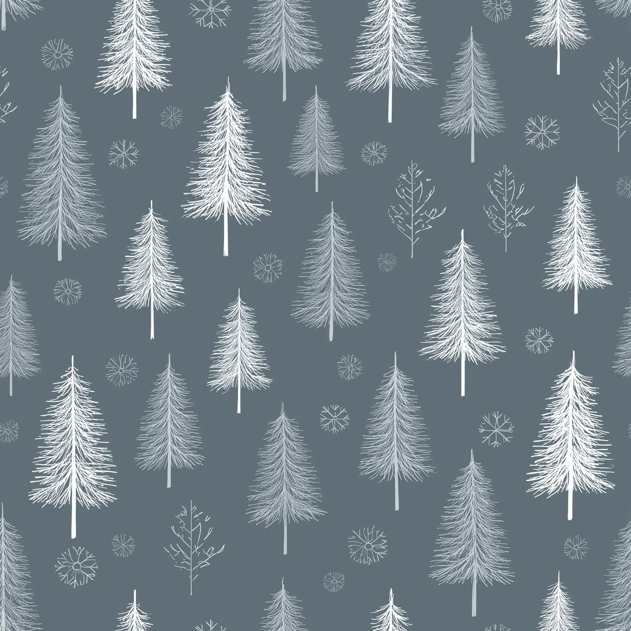 Blauw Winterbos Dennen Behang