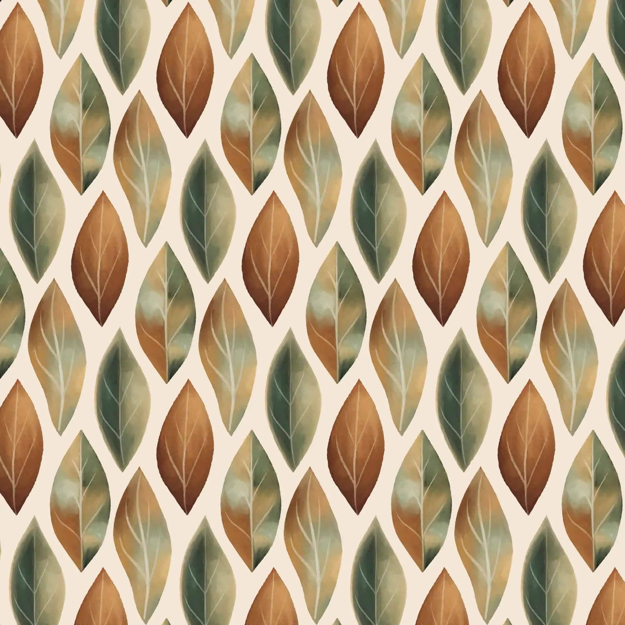 Botanisch Bladeren Behang in Terracotta en Diepgroen