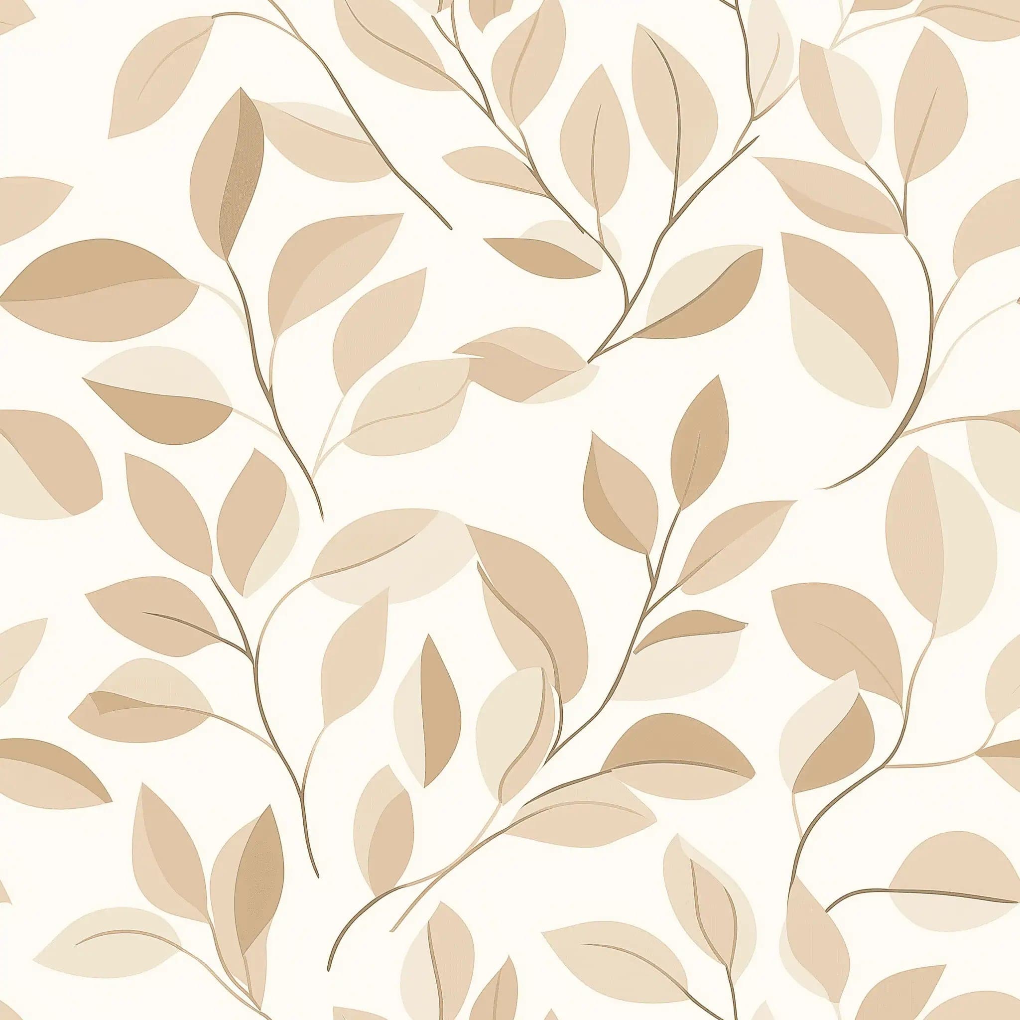 Botanisch Bladeren Behang in Warme Beige Tinten