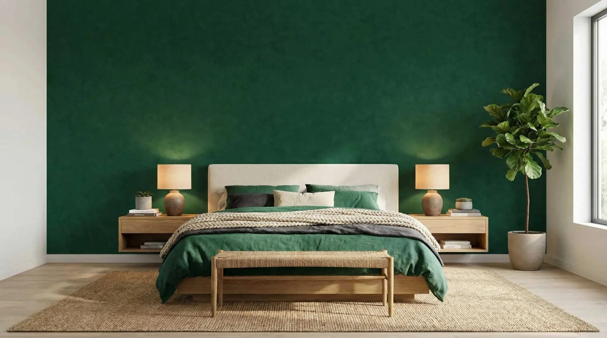diep groen betonlook luxe textuur behang op maat