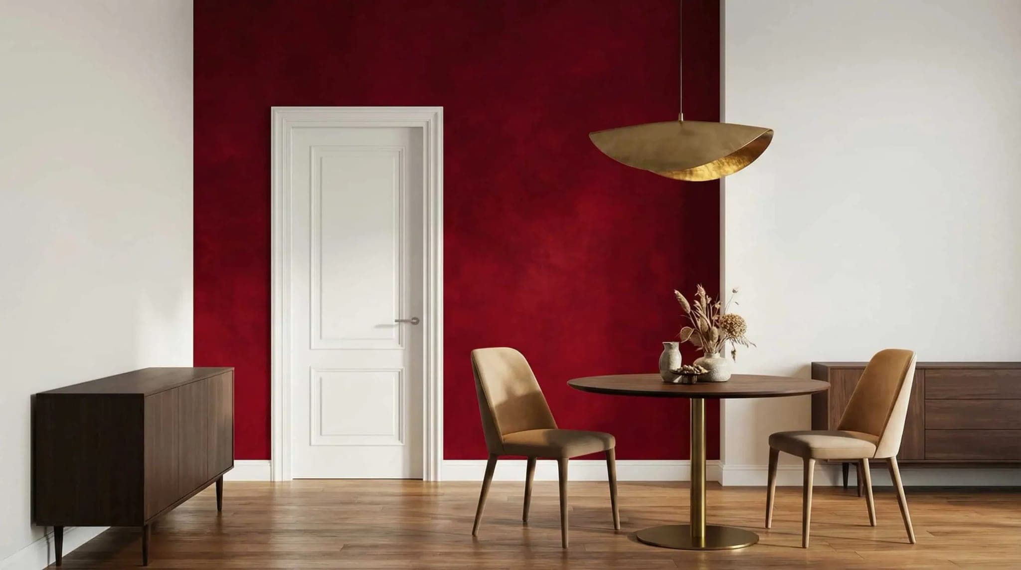 naadloos dieprood betonlook luxe behang op maat