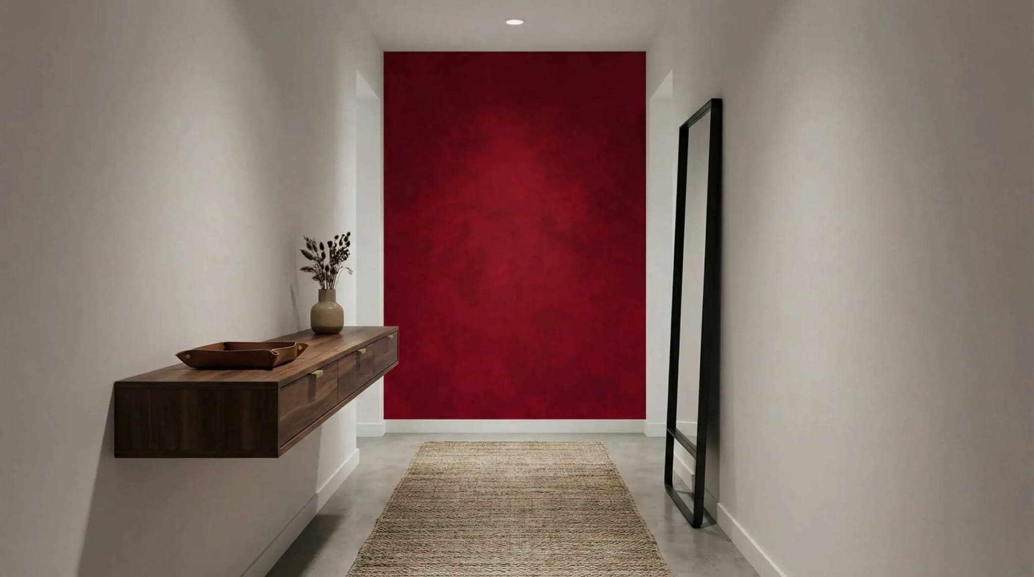 dieprood betonlook luxe behang — naadloos op maat geprint