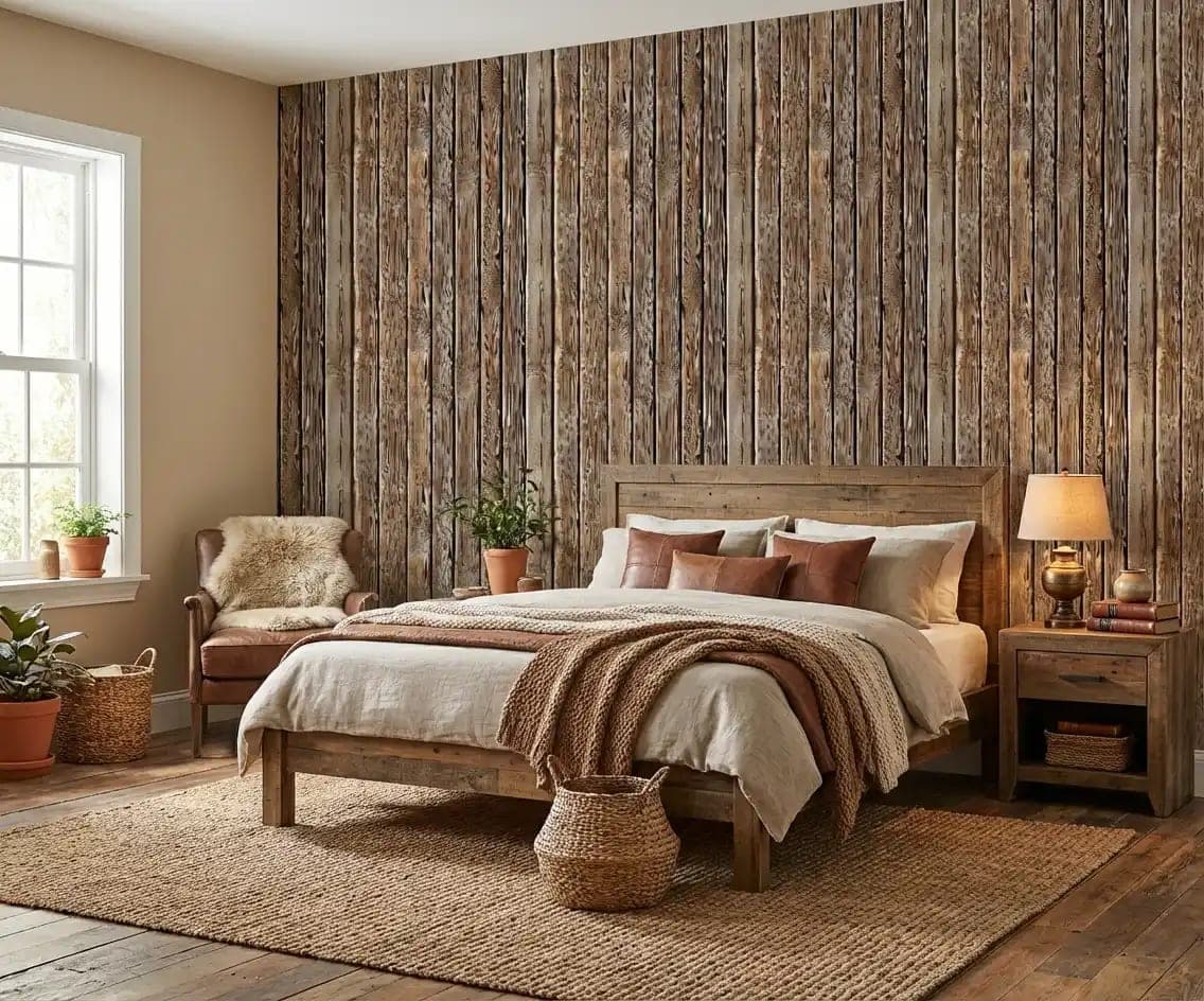 houtlook verweerde planken bruin en taupe behang op maat in beige