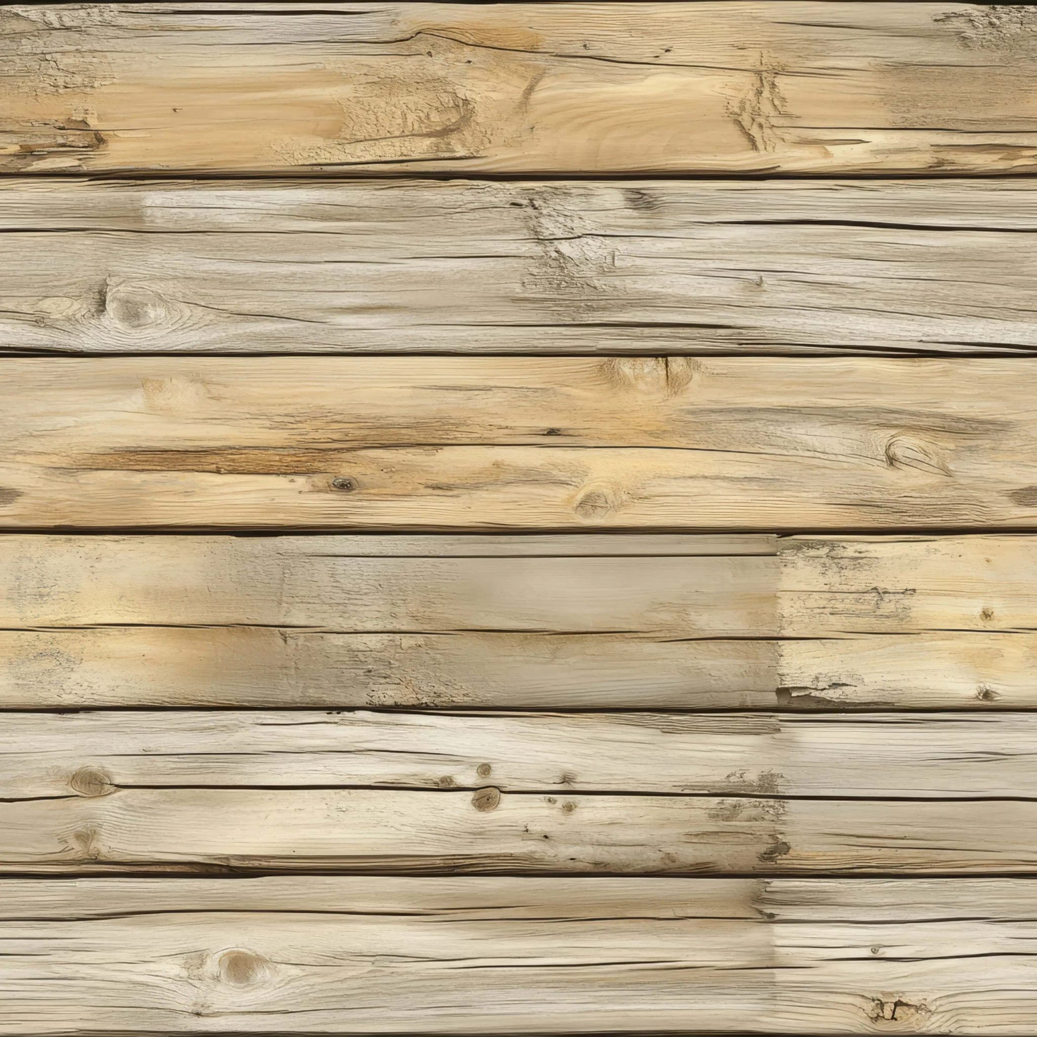 Rustiek Houtlook Behang met Brede Zandkleurige Planken