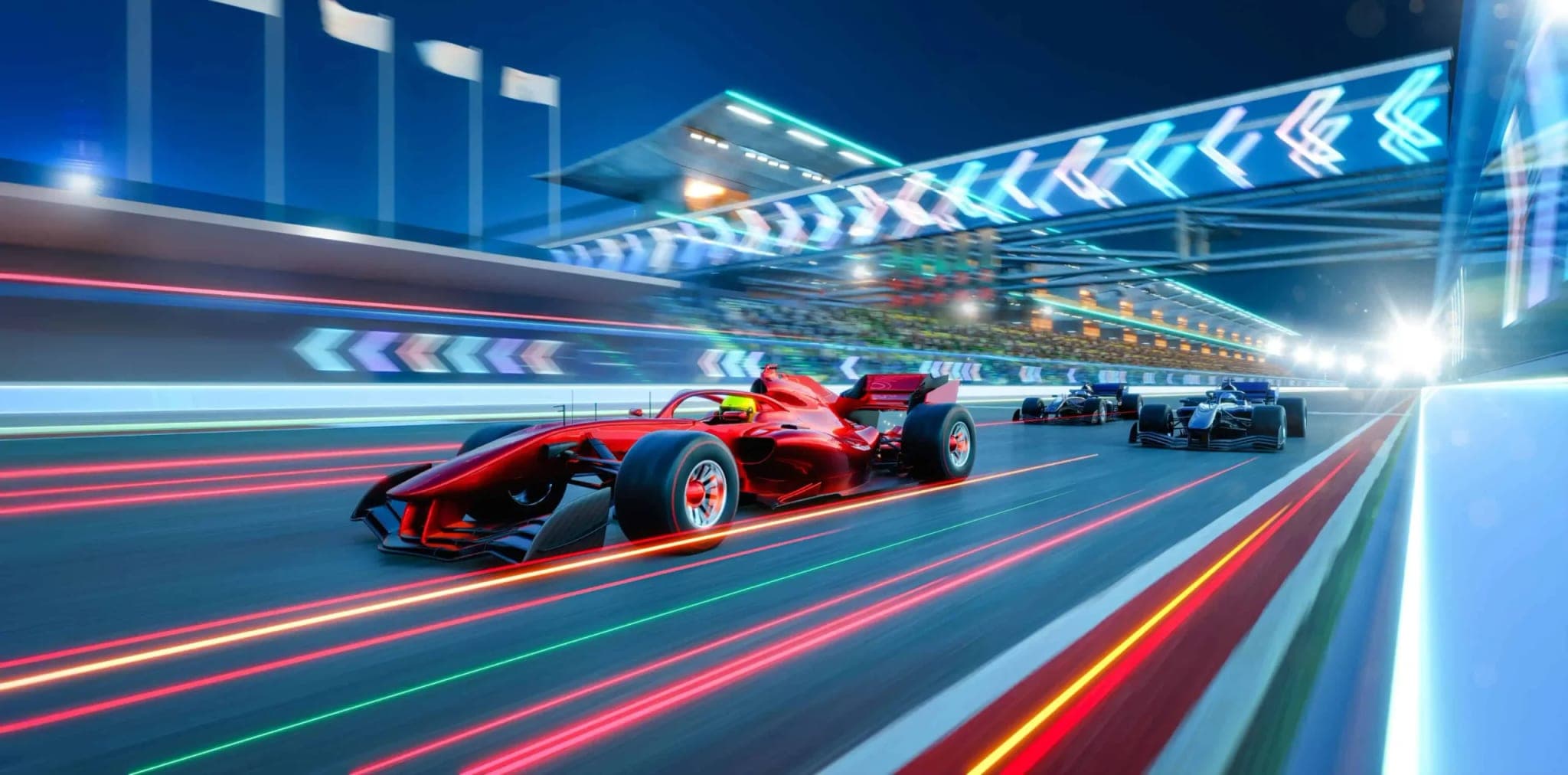 Fotobehang Snelheidsrace op Circuit bij Nacht