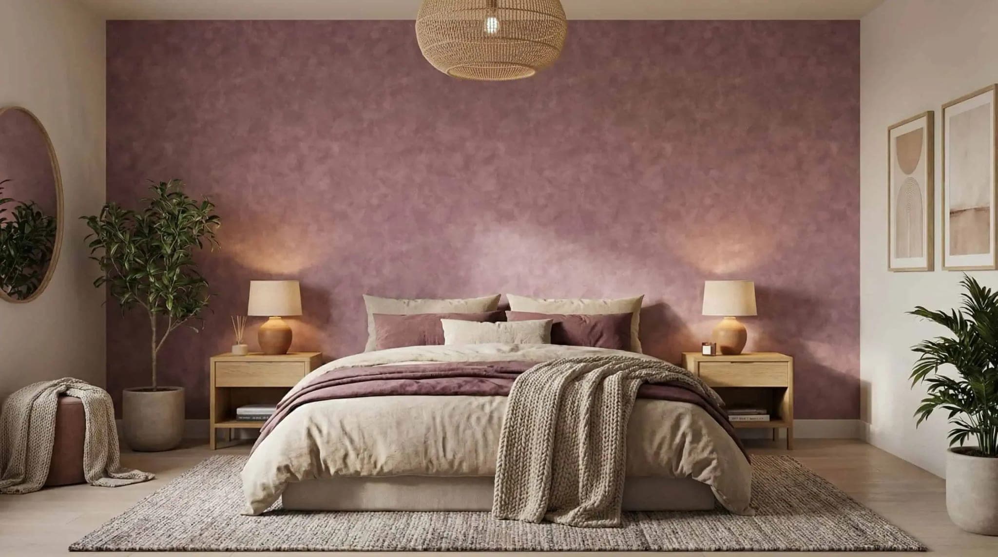 roze betonlook zachte poederstructuur behang op maat