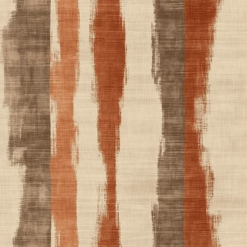 aardetinten behang met verticale verfstrepen en linnenachtige structuur