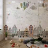 wereldkaart amsterdam kinderkamer fotobehang in het interieur