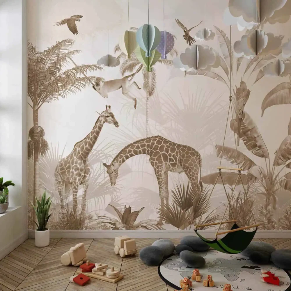 Dieren Kinderkamer Behang